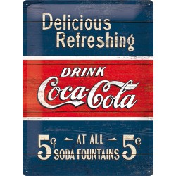 Placa metalica - Coca Cola - Delicious Refreshing Blue - 30x40 cm